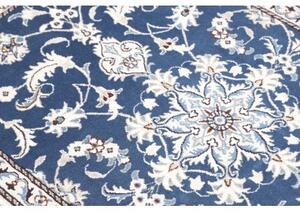 Tappeto Nain Kashmar Medaglione Floreale Blu Notte Avorio 88x140 Cm