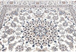 Tappeto Nain Kashmar Medaglione Floreale Avorio Blu Quadrato 195x208 Cm