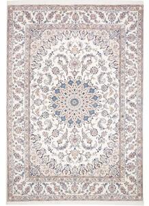 Tappeto Nain Kashmar Medaglione Floreale Avorio Blu 252x353 Cm