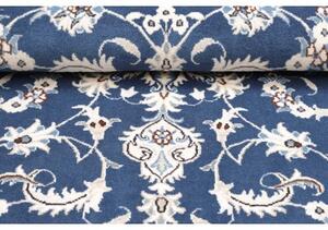 Tappeto Nain Kashmar Medaglione Floreale Blu Notte Avorio 88x140 Cm