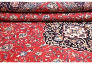 Tappeto Sarough Medaglione Floreale Rosso Blu Scuro 290x400 Cm