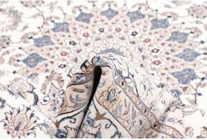 Tappeto Nain Kashmar Medaglione Floreale Avorio Blu 252x353 Cm