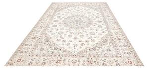 Tappeto Nain 9la Medaglione Floreale Avorio Bordeaux 196x300 Cm