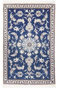 Tappeto Nain Kashmar Medaglione Floreale Blu Notte Avorio 88x140 Cm