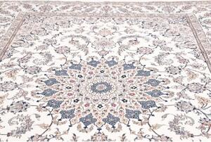 Tappeto Nain Kashmar Medaglione Floreale Avorio Blu 252x353 Cm