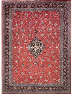 Tappeto Sarough Medaglione Floreale Rosso Blu Scuro 290x400 Cm