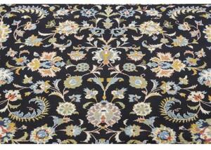Tappeto Kashan Kork Floreale Nero Azzurro 350x480 Cm