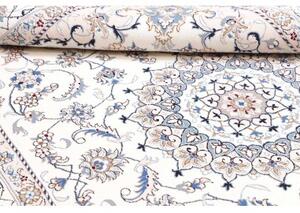 Tappeto Nain Kashmar Medaglione Floreale Avorio Blu 203x310 Cm