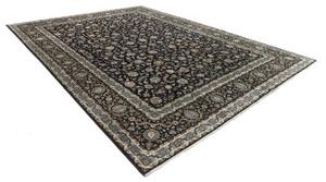 Tappeto Kashan Kork Floreale Nero Azzurro 350x480 Cm