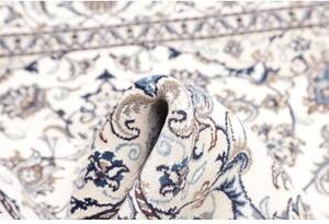 Tappeto Nain Kashmar Medaglione Floreale Avorio Blu Quadrato 200x198 Cm