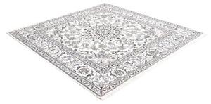 Tappeto Nain Kashmar Medaglione Floreale Avorio Blu Quadrato 202x202 Cm