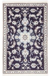 Tappeto Nain Kashmar Medaglione Floreale Blu Scuro Avorio 90x132 Cm