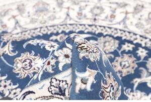 Tappeto Nain Kashmar Medaglione Floreale Blu Avorio Rotondo 200x203 Cm