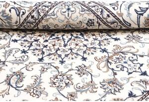 Tappeto Nain Kashmar Medaglione Floreale Avorio Blu Quadrato 200x198 Cm