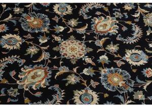Tappeto Kashan Kork Floreale Nero Azzurro 350x480 Cm