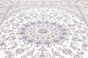 Tappeto Nain Kashmar Medaglione Floreale Avorio Blu 253x354 Cm