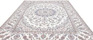 Tappeto Nain Kashmar Medaglione Floreale Avorio Blu 253x354 Cm