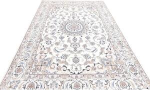 Tappeto Nain Kashmar Medaglione Floreale Avorio Blu 203x310 Cm