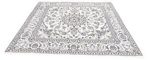 Tappeto Nain Kashmar Medaglione Floreale Avorio Blu Quadrato 202x202 Cm