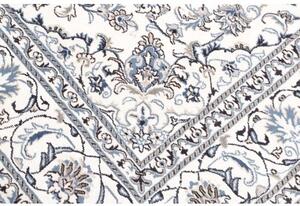Tappeto Nain Kashmar Medaglione Floreale Avorio Blu Quadrato 202x202 Cm