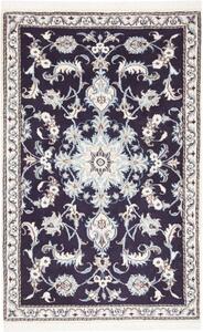 Tappeto Nain Kashmar Medaglione Floreale Blu Scuro Bianco Avorio 92x137 Cm