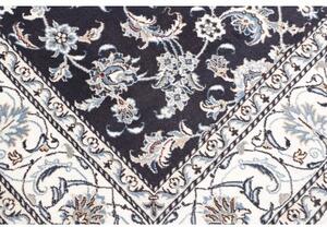Tappeto Nain Kashmar Floreale Blu Scuro Avorio Quadrato 198x203 Cm
