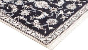 Tappeto Nain Kashmar Medaglione Floreale Blu Scuro Avorio 90x132 Cm