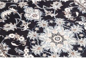 Tappeto Nain Kashmar Medaglione Floreale Blu Scuro Bianco Avorio 86x135 Cm
