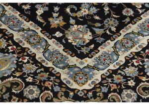Tappeto Kashan Kork Floreale Nero Azzurro 350x480 Cm