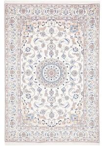Tappeto Nain Kashmar Medaglione Floreale Avorio Blu 203x310 Cm