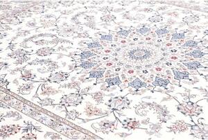 Tappeto Nain Kashmar Medaglione Floreale Avorio Blu 253x354 Cm