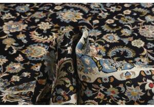 Tappeto Kashan Kork Floreale Nero Azzurro 350x480 Cm