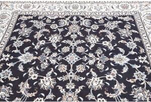 Tappeto Nain Kashmar Floreale Blu Scuro Avorio Quadrato 198x203 Cm