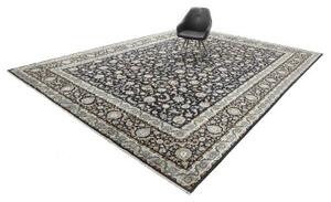 Tappeto Kashan Kork Floreale Nero Azzurro 350x480 Cm