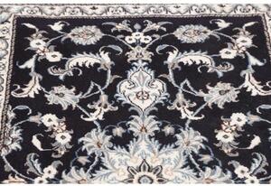 Tappeto Nain Kashmar Medaglione Floreale Blu Scuro Bianco Avorio 86x135 Cm