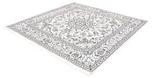 Tappeto Nain Kashmar Medaglione Floreale Avorio Blu Quadrato 202x202 Cm