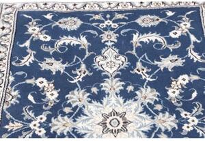 Tappeto Nain Kashmar Medaglione Floreale Blu Bianco 92x138 Cm