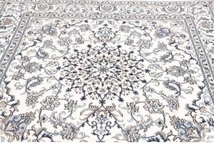 Tappeto Nain Kashmar Medaglione Floreale Avorio Blu Quadrato 202x202 Cm