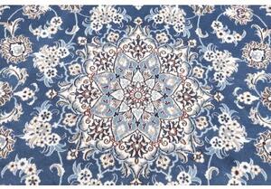 Tappeto Nain Kashmar Medaglione Floreale Blu Avorio Rotondo 200x203 Cm