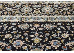 Tappeto Kashan Kork Floreale Nero Azzurro 350x480 Cm