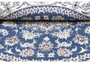 Tappeto Nain Kashmar Medaglione Floreale Blu Avorio Rotondo 200x203 Cm