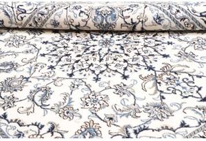 Tappeto Nain Kashmar Medaglione Floreale Avorio Blu Quadrato 202x202 Cm