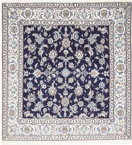 Tappeto Nain Kashmar Floreale Blu Scuro Avorio Quadrato 198x214 Cm