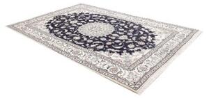Tappeto Nain Kashmar Medaglione Floreale Blu Scuro Avorio 193x295 Cm
