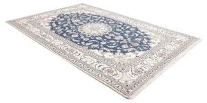 Tappeto Nain Kashmar Medaglione Floreale Blu Avorio 197x297 Cm