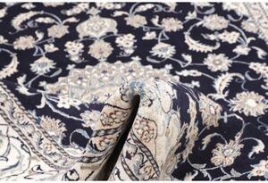 Tappeto Nain Kashmar Medaglione Floreale Blu Scuro Avorio 193x295 Cm