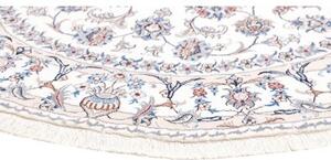 Tappeto Nain Kashmar Medaglione Floreale Avorio Azzurro Rotondo 200x203 Cm