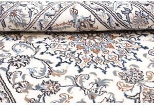 Tappeto Nain Kashmar Medaglione Floreale Avorio Blu 145x198 Cm