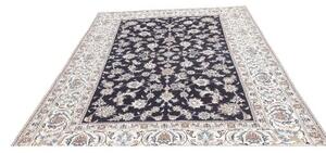 Tappeto Nain Kashmar Floreale Blu Scuro Avorio 193x291 Cm