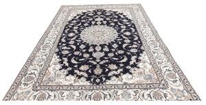 Tappeto Nain Kashmar Medaglione Floreale Blu Scuro Avorio 193x295 Cm